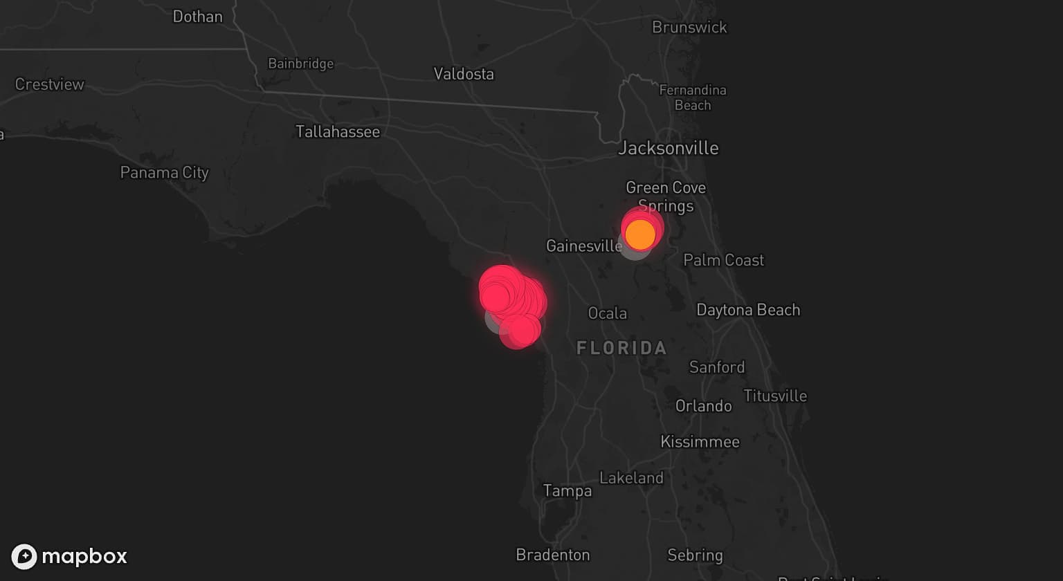 Storm map for 2 areas across Florida