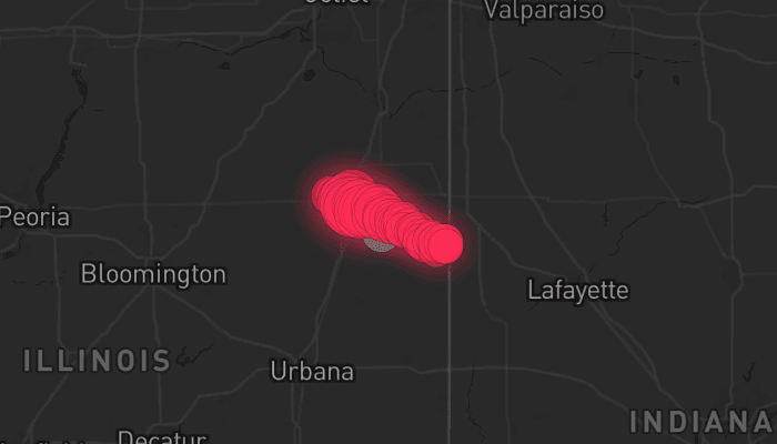 Storm map for the Iroquois County, IL area