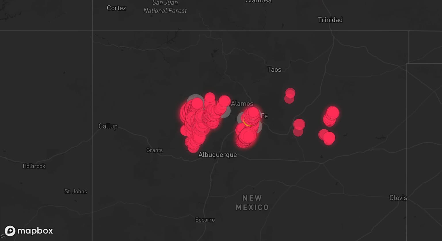 Storm map for 4 areas across New Mexico