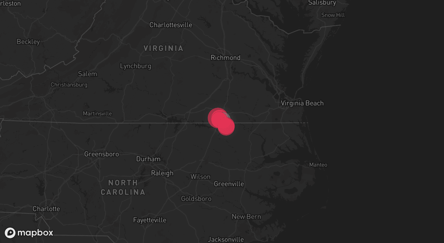 Storm map for the Greensville County, VA area