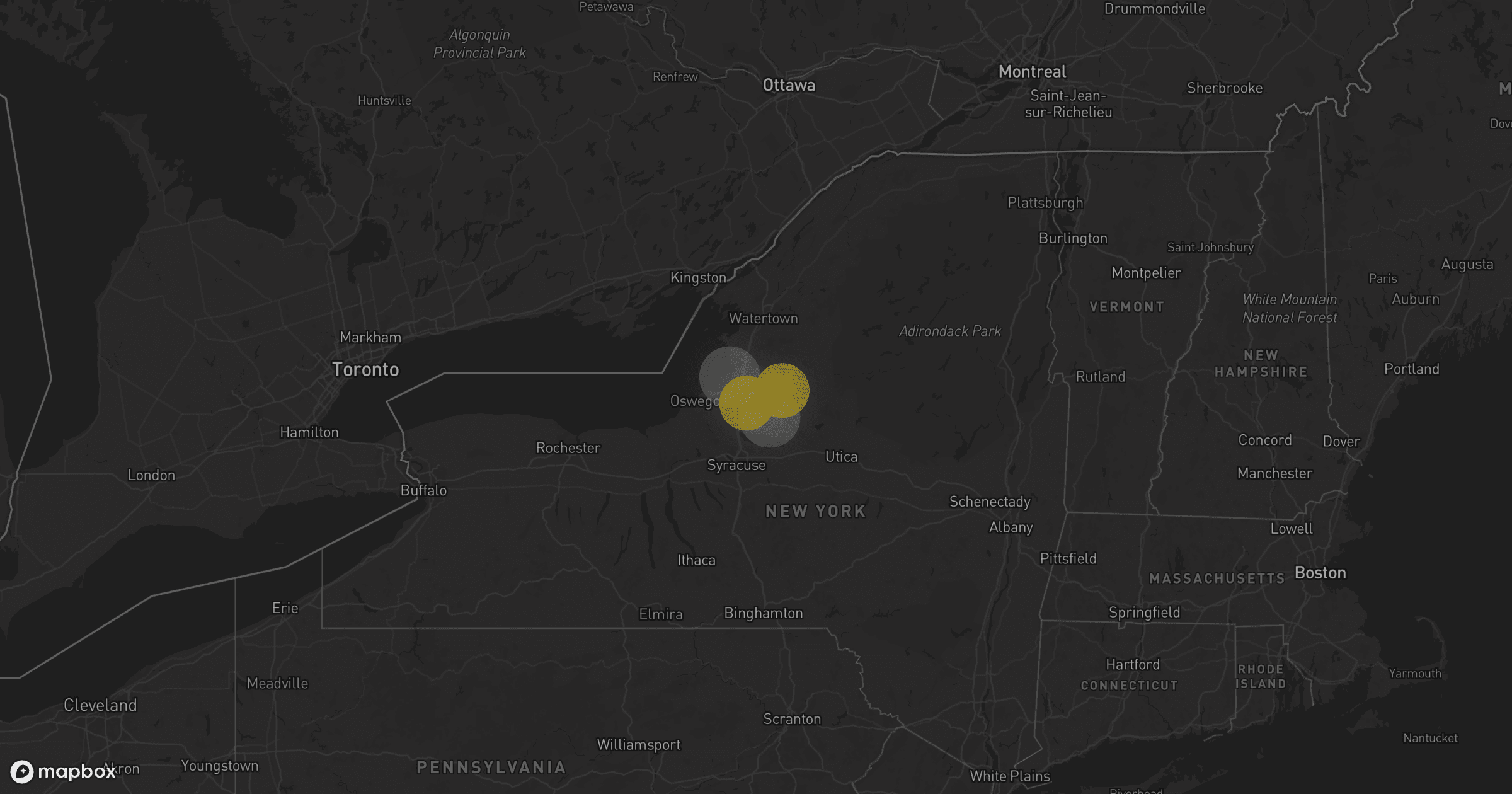 Storm map for 3 areas across New York