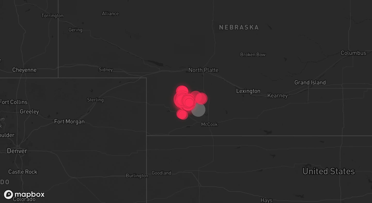 Storm map for the Hayes County, NE area