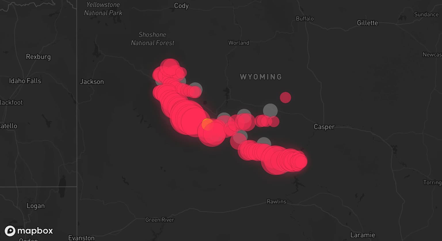 Storm map for 9 areas across Wyoming