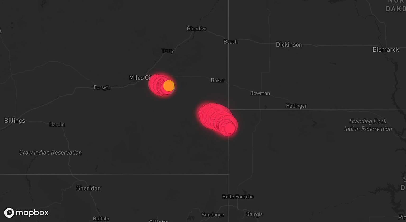 Storm map for 2 areas across Montana