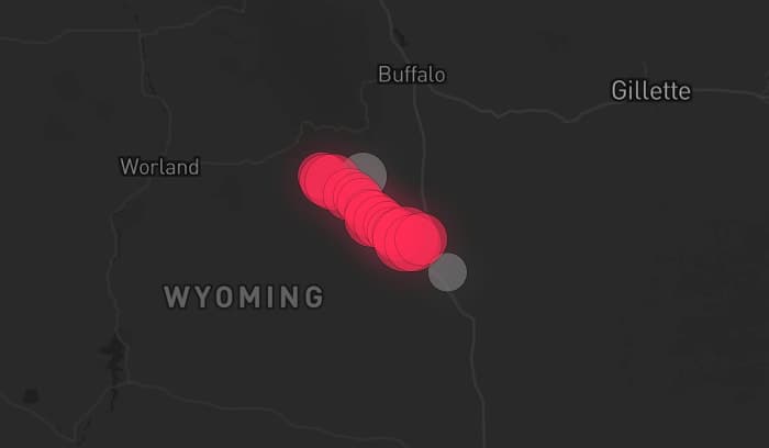 Storm map for the Johnson County, WY area