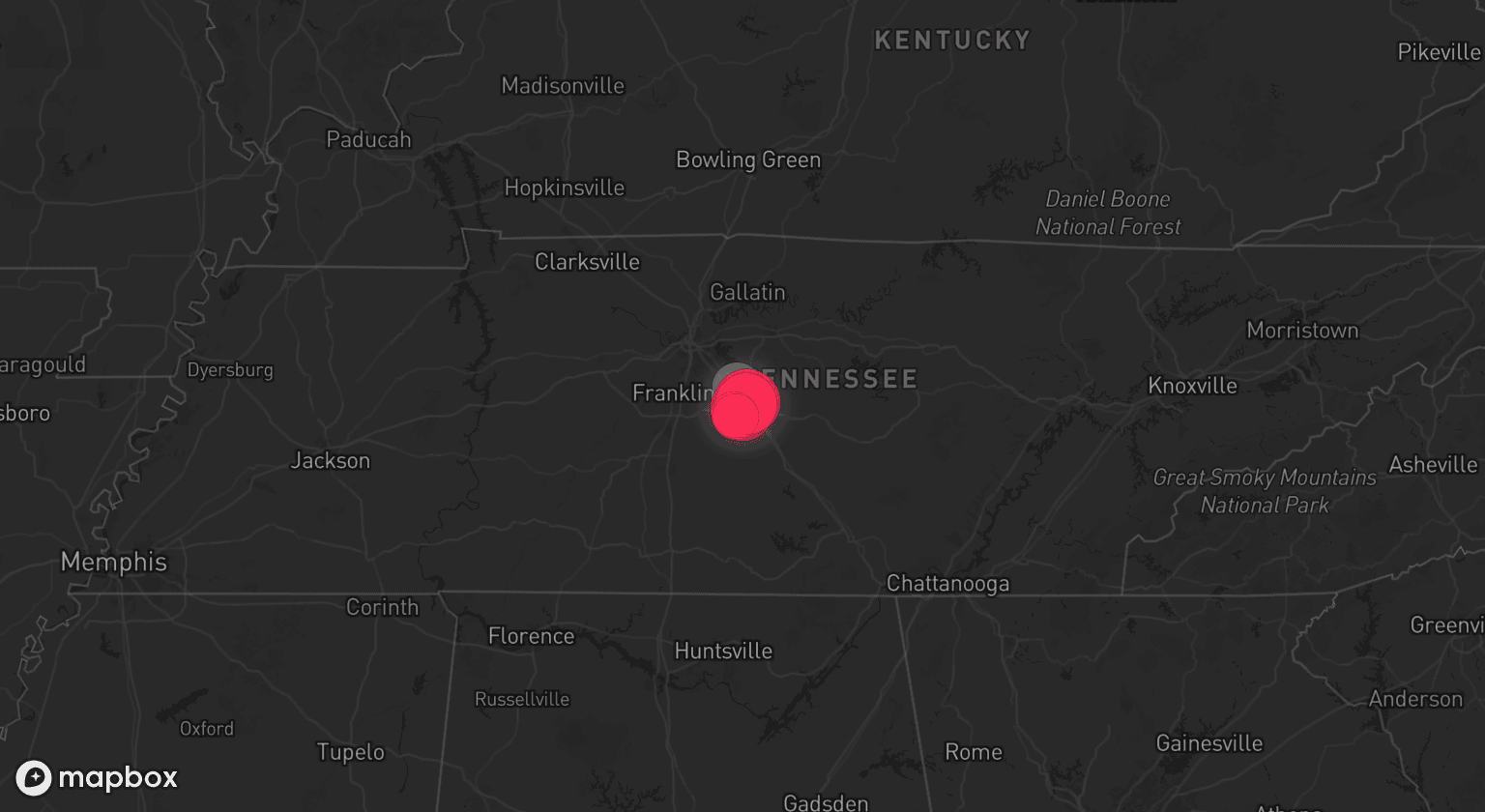Storm map for the Murfreesboro, TN area