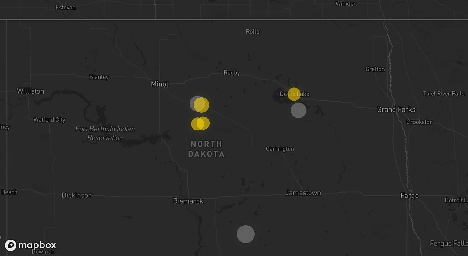 Storm map for 3 areas across North Dakota