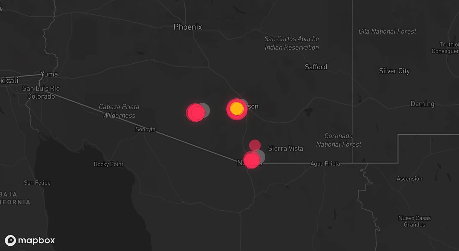 Storm map for 3 areas across Arizona