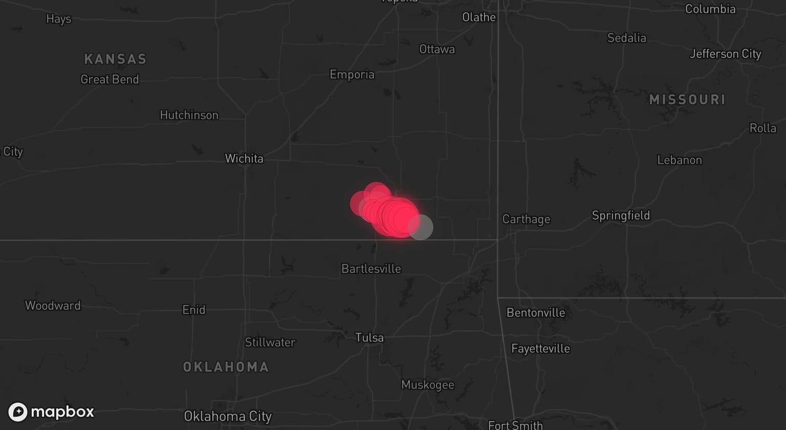 Storm map for 3 areas across Kansas