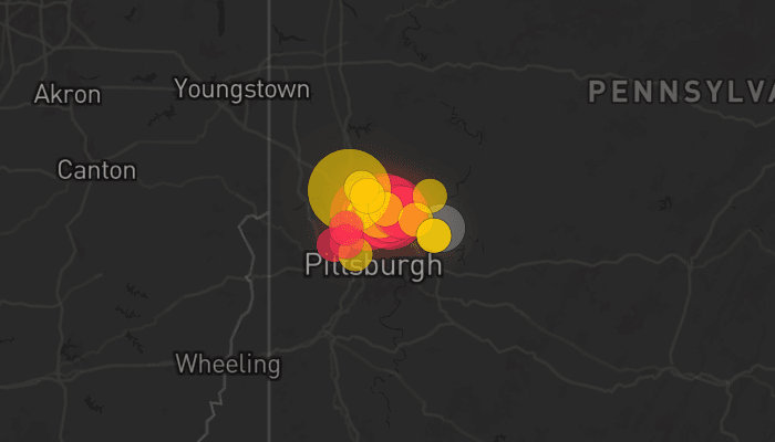 Storm map for 2 areas across Pennsylvania