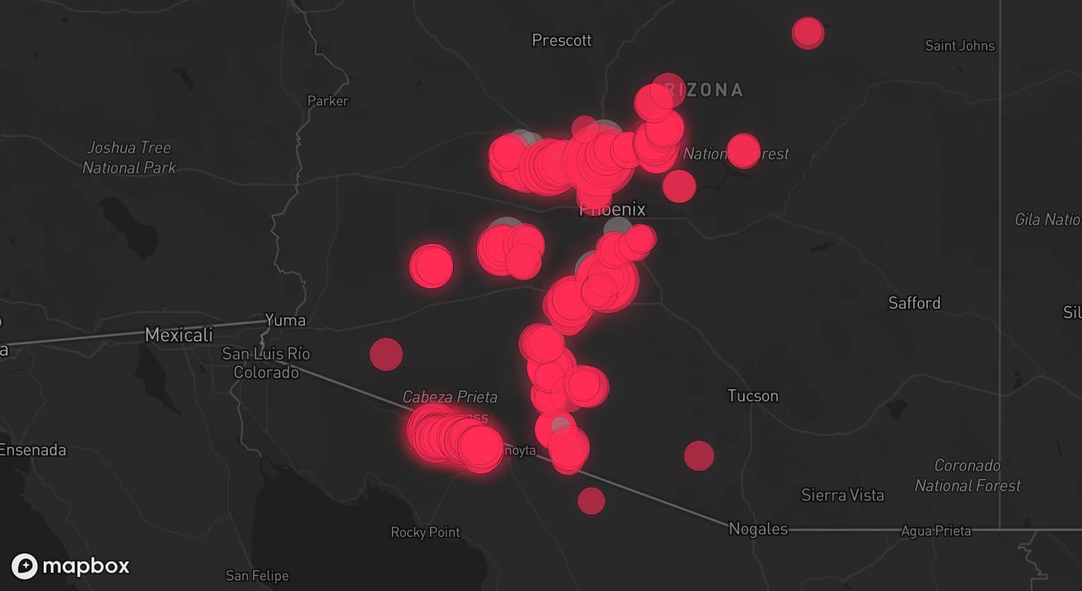 Storm map for 11 areas across Arizona