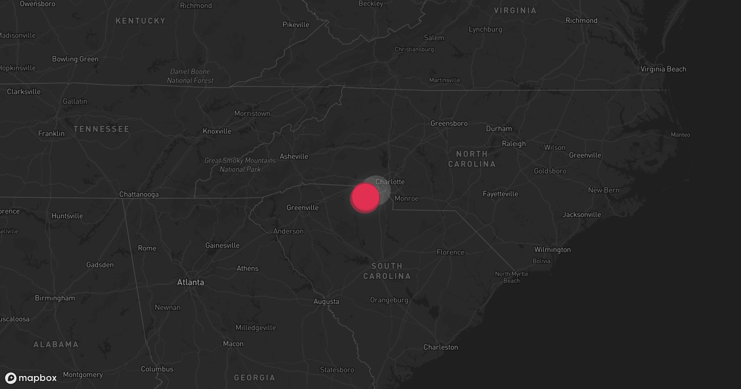 Storm map for the Charlotte, NC area