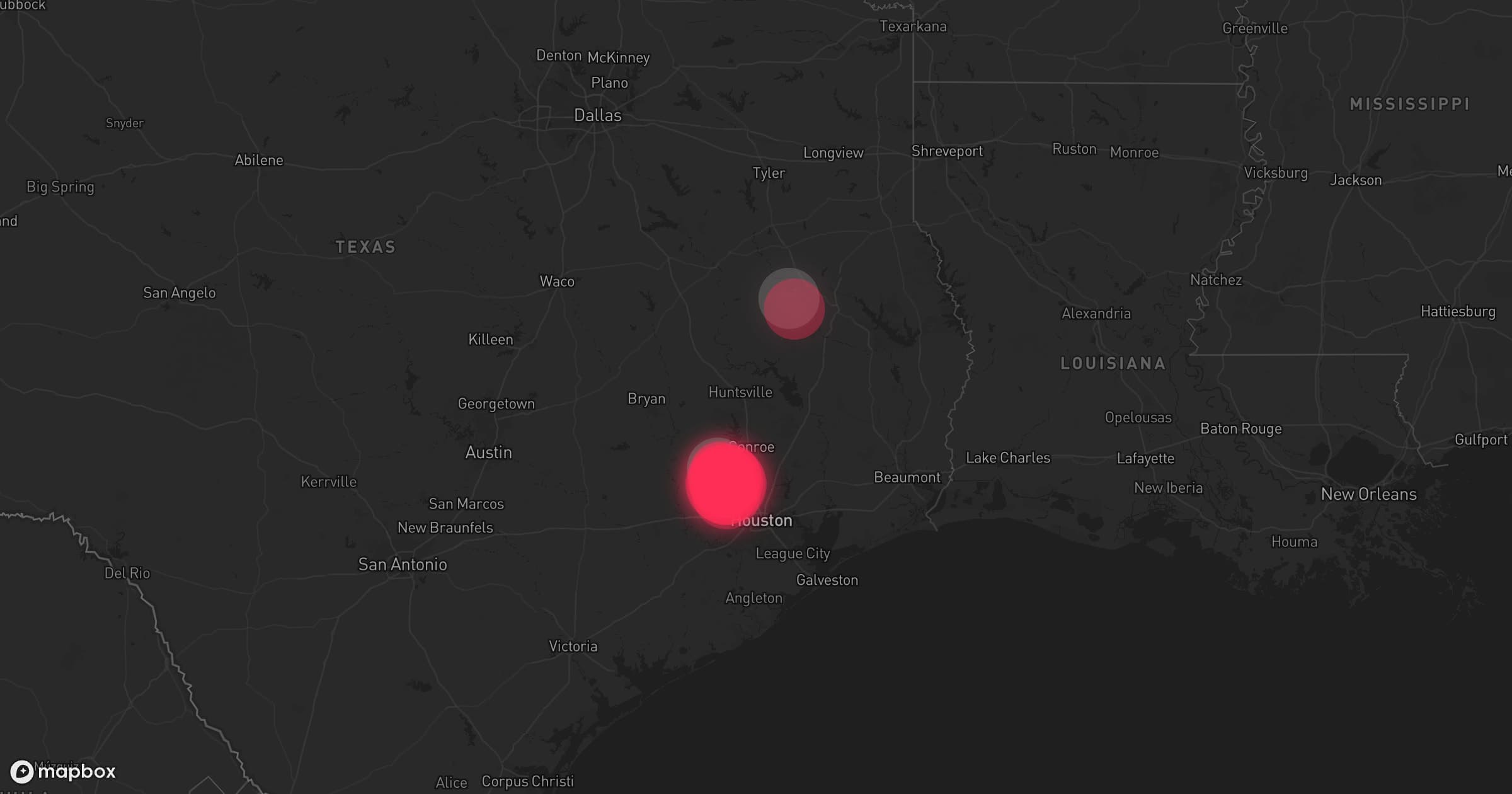 Storm map for 3 areas across Texas