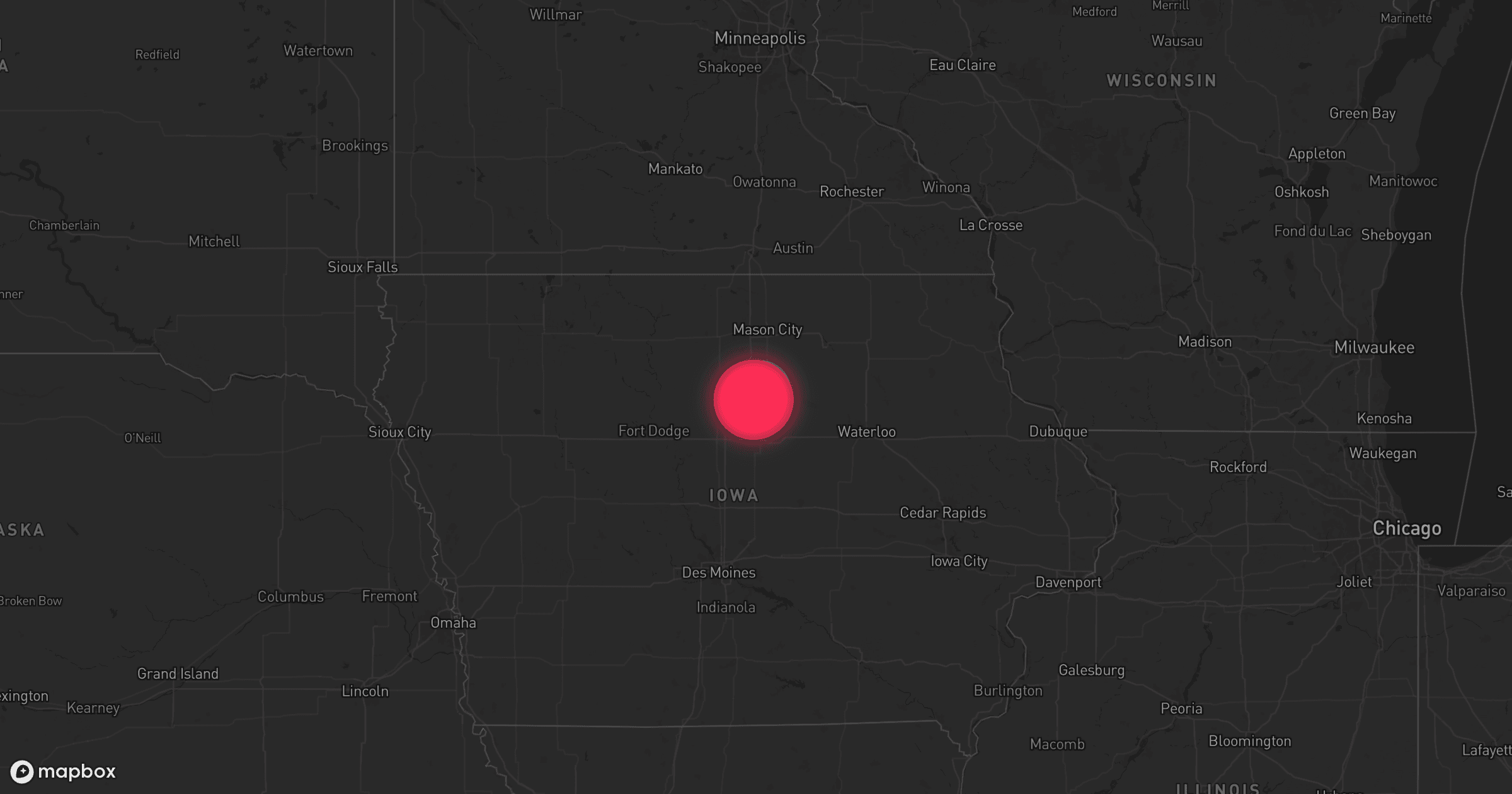 Storm map for 14 areas across Wisconsin, Minnesota, and Iowa