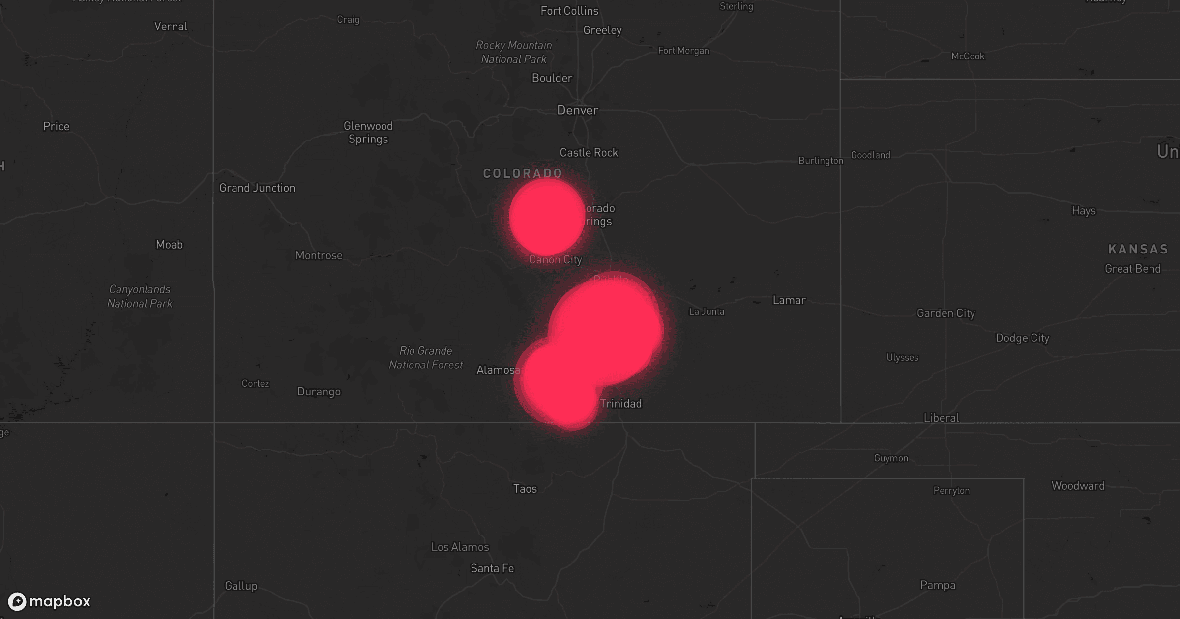 Storm map for 5 areas across Colorado