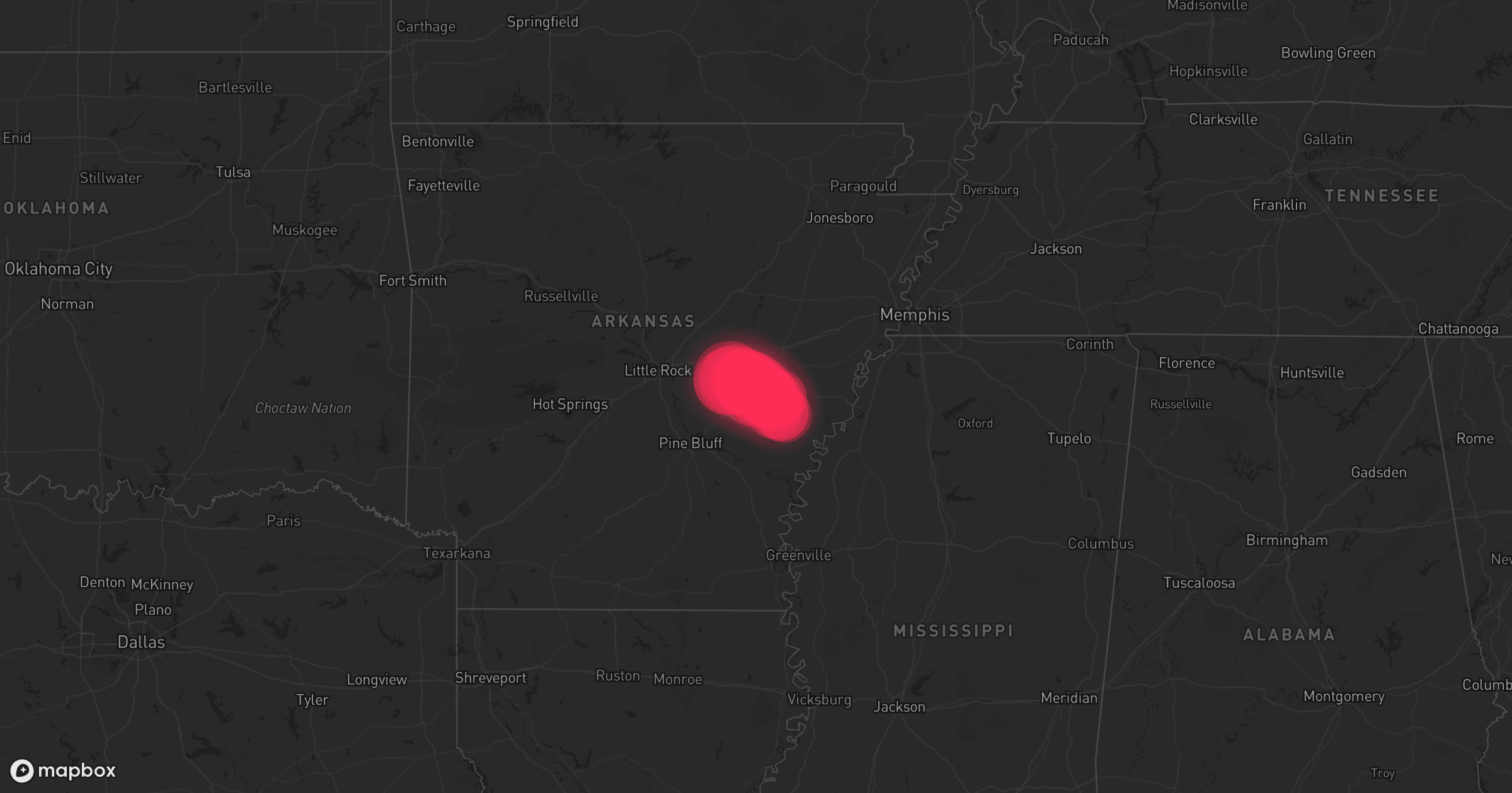 Storm map for the Prairie County, AR area
