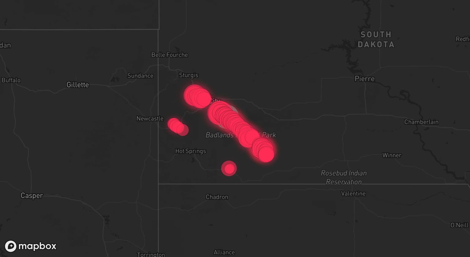 Storm map for the Pennington County, SD area