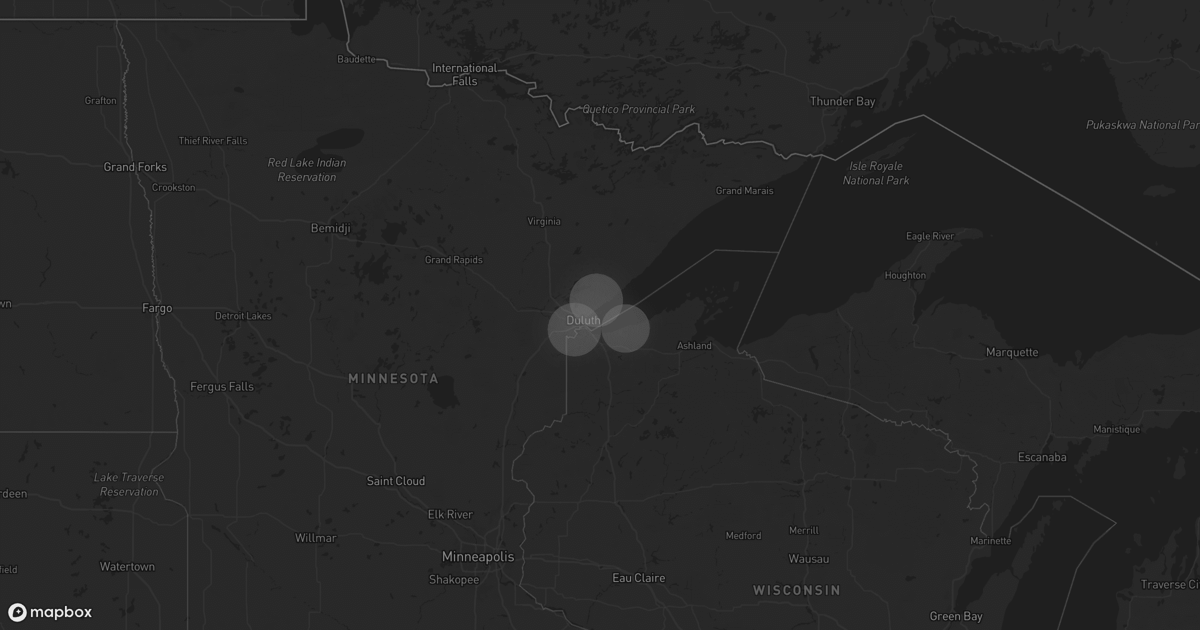 Storm map for 2 areas across Minnesota and Wisconsin