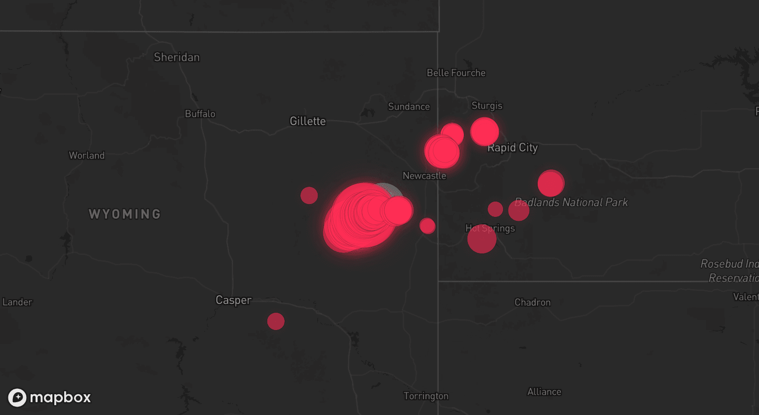 Storm map for 2 areas across Wyoming