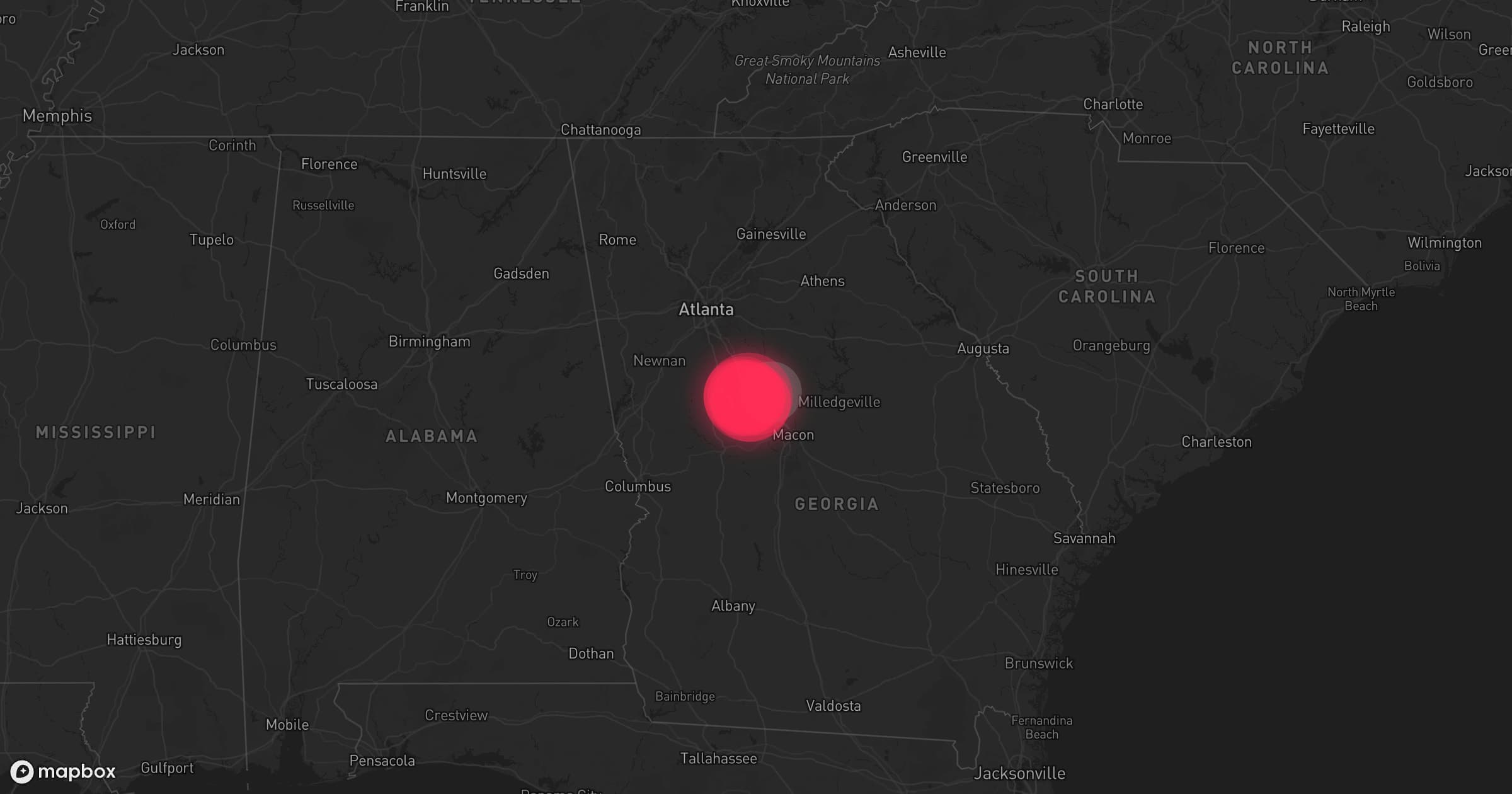 Storm map for the Monroe County, GA area
