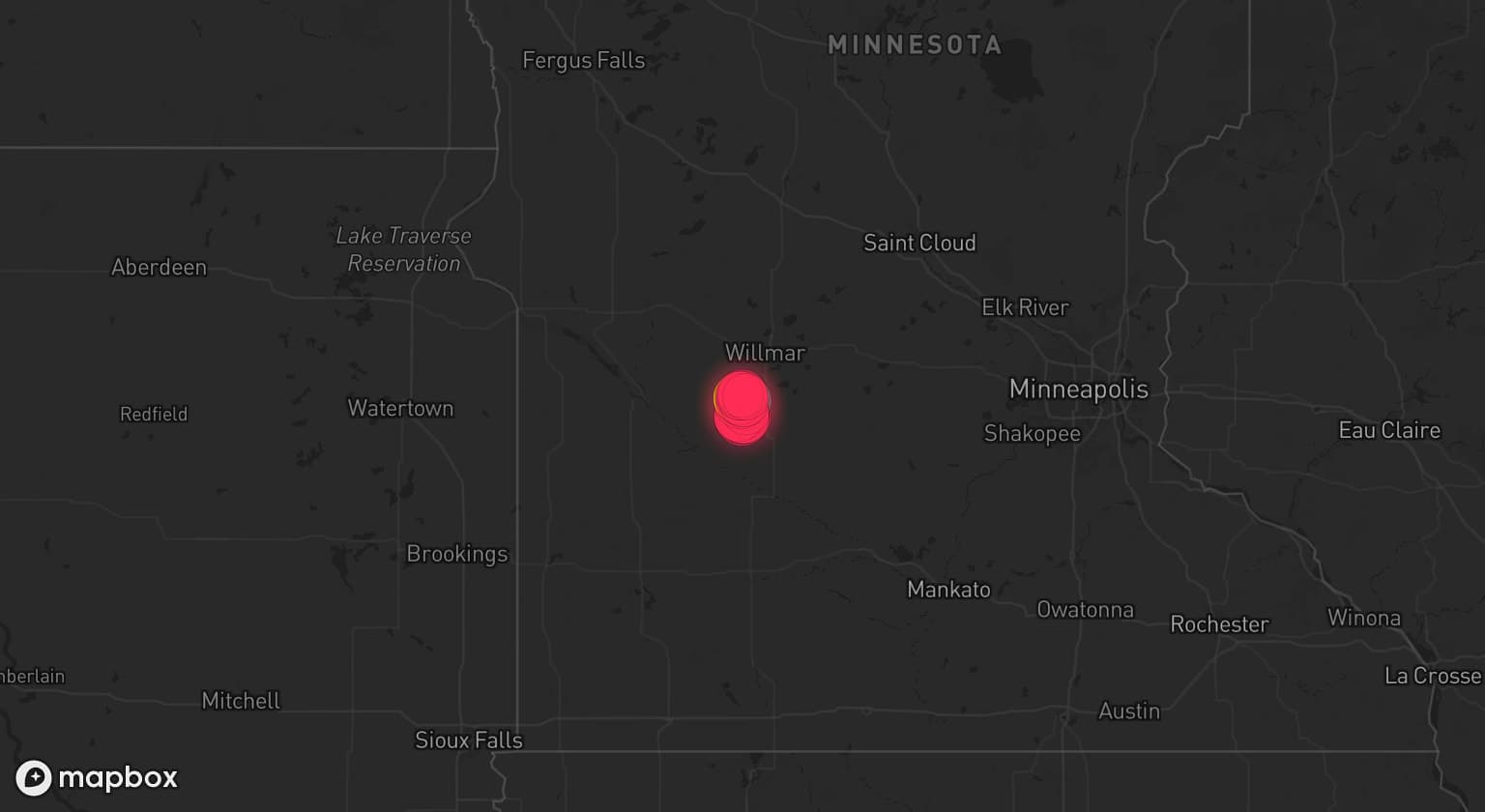 Storm map for the Kandiyohi County, MN area