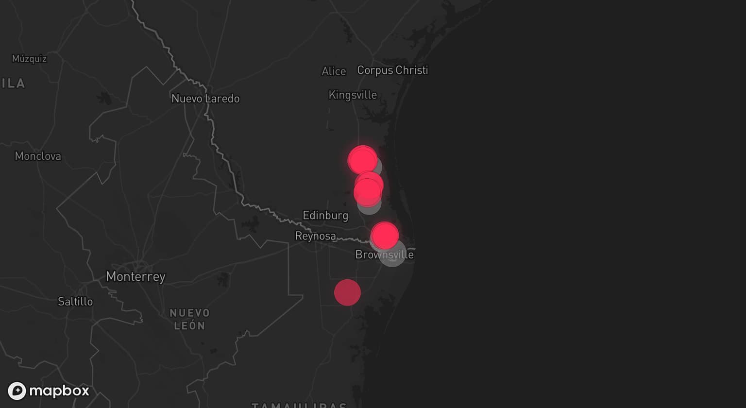 Storm map for 4 areas across Texas