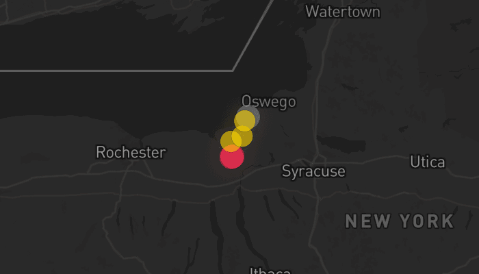 Storm map for the Cayuga County, NY area