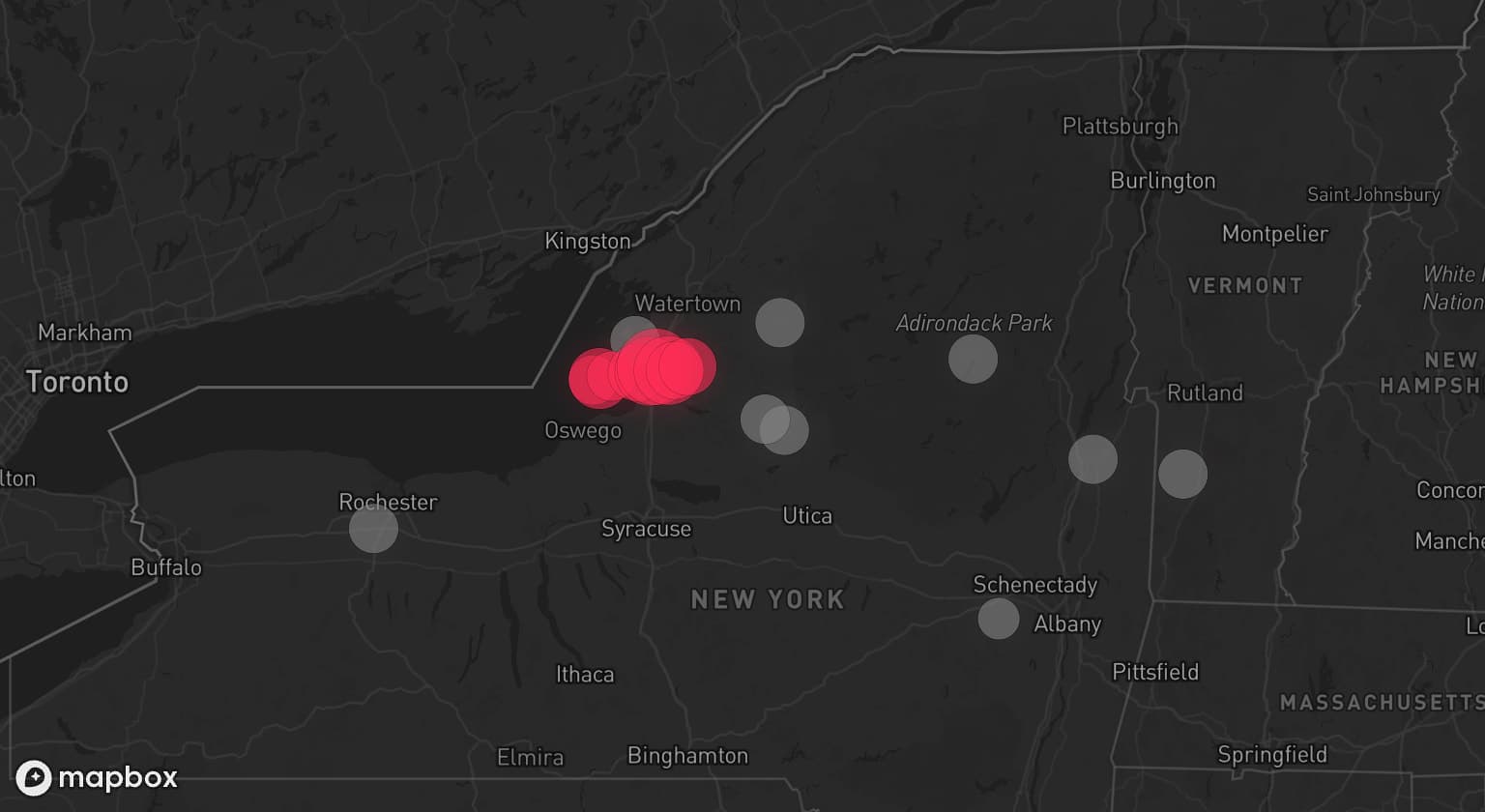 Storm map for 8 areas across New York and Vermont