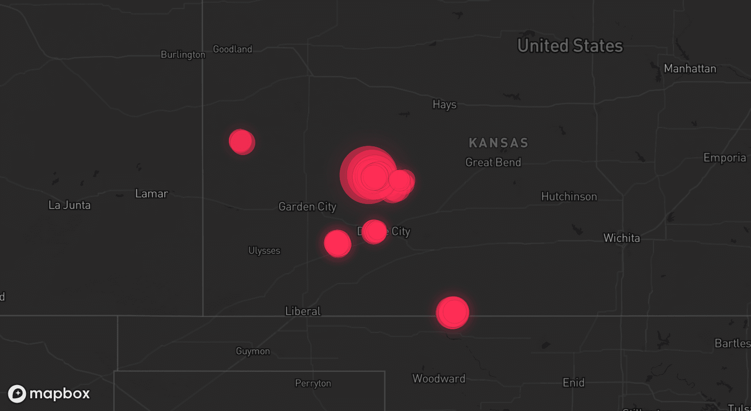 Storm map for the Hodgeman County, KS area