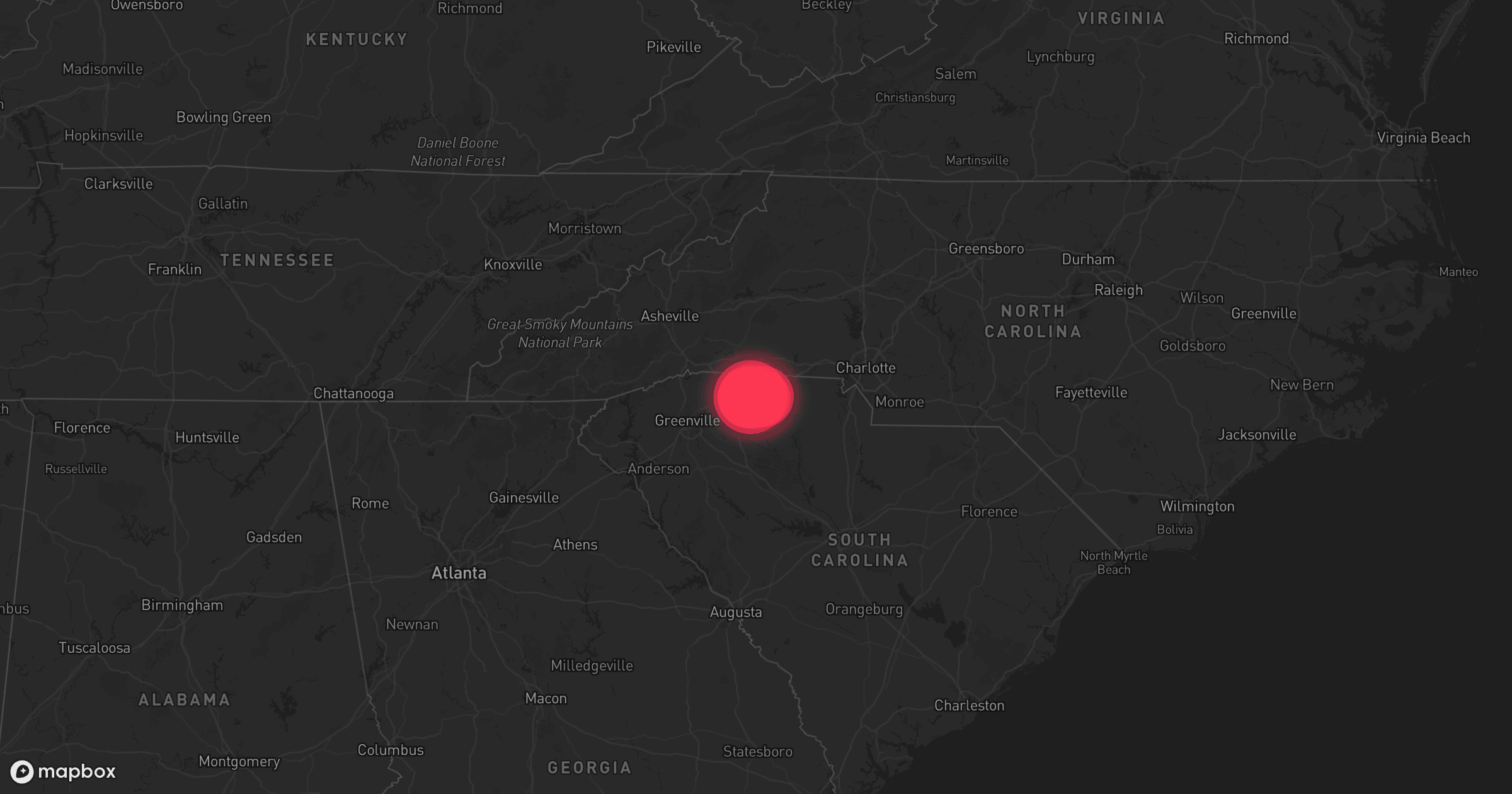 Storm map for the Spartanburg County, SC area