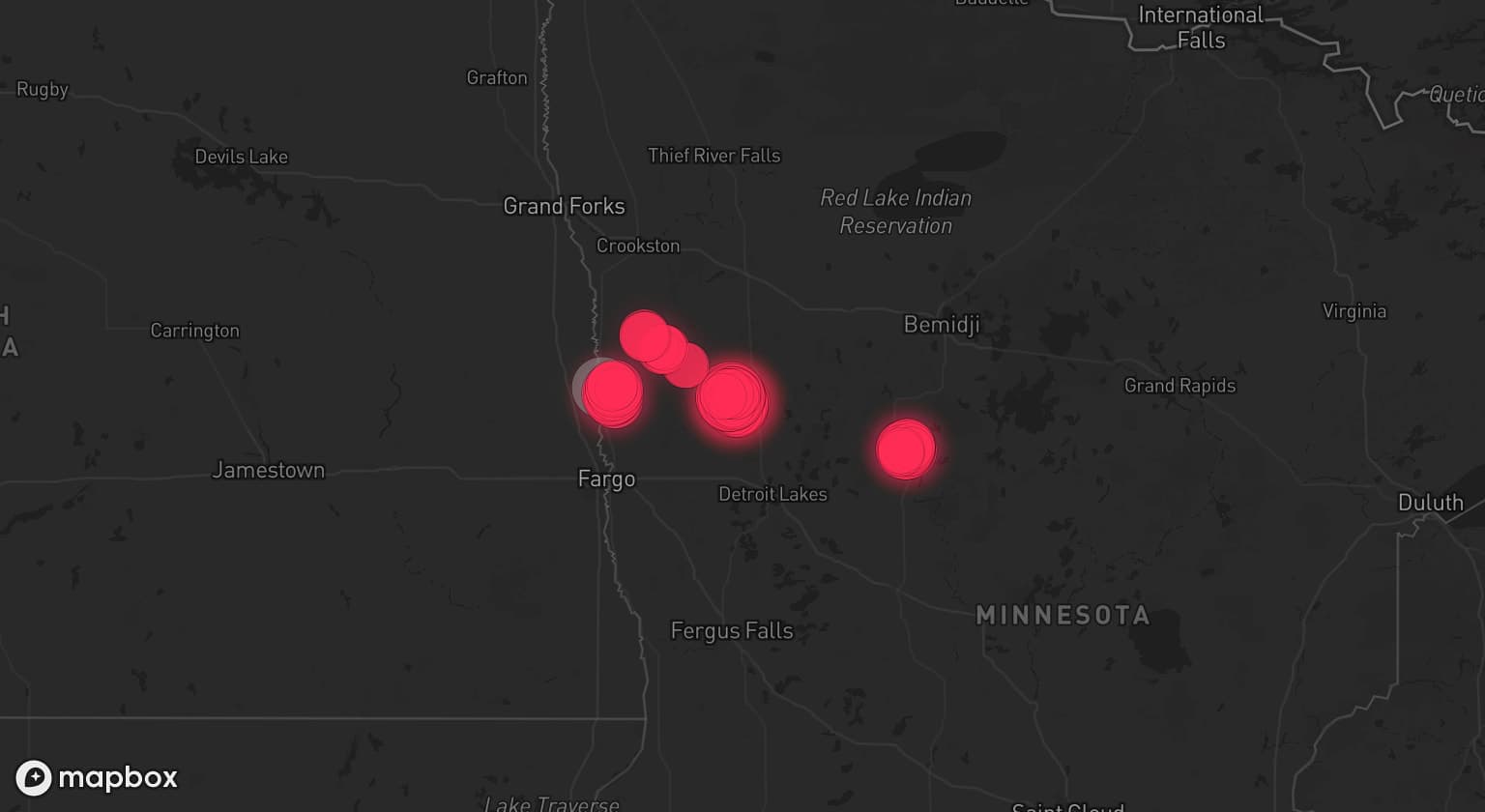 Storm map for 2 areas across Minnesota