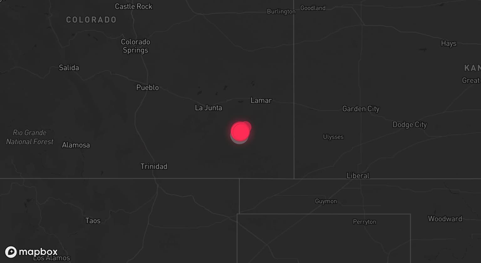 Storm map for the Baca County, CO area