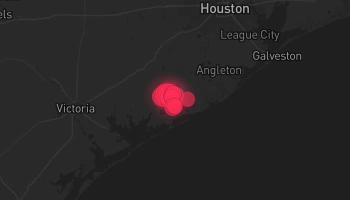 Storm map for the Matagorda County, TX area