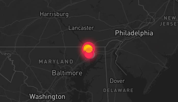 Storm map for 2 areas across Maryland