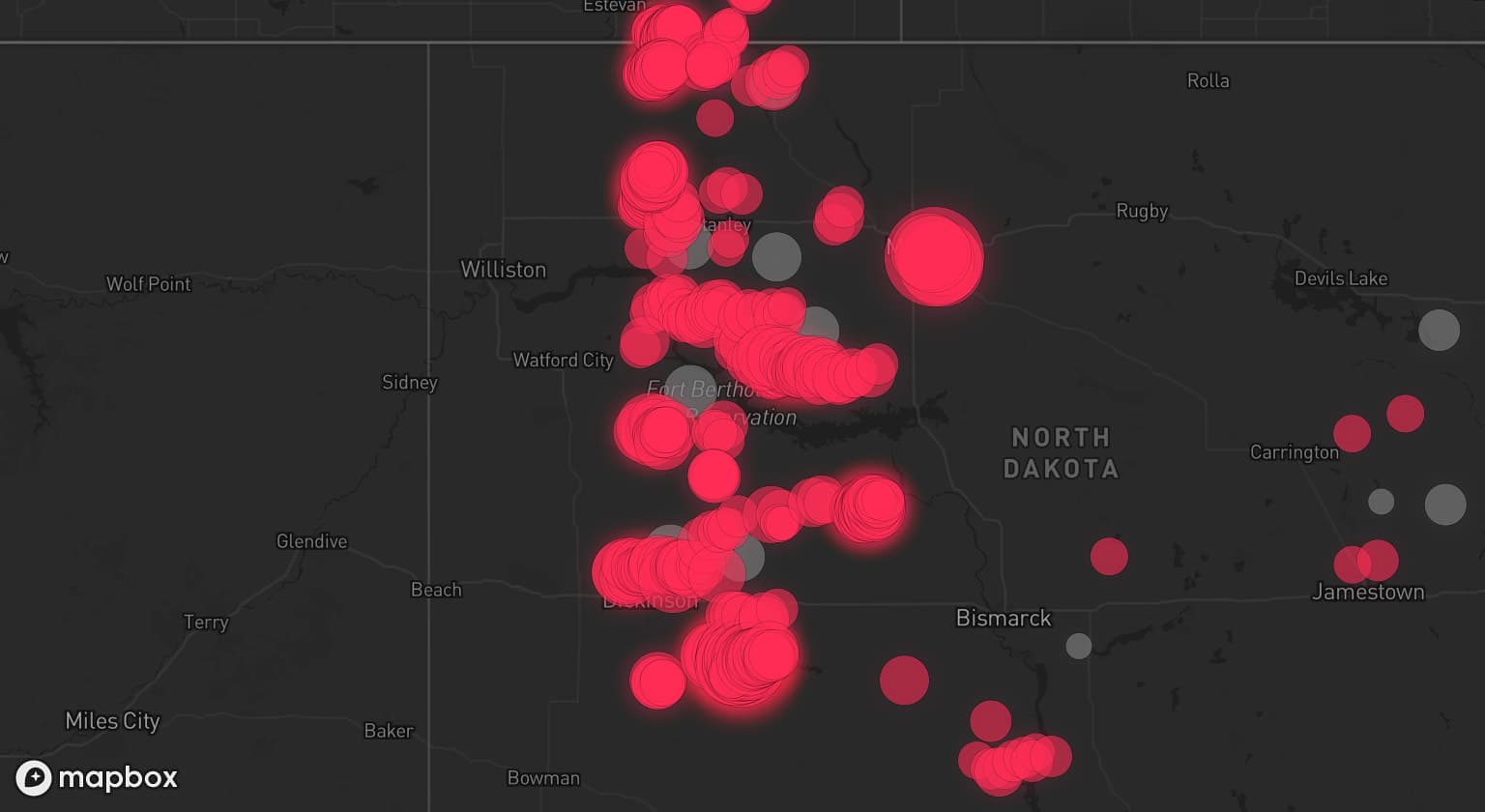 Storm map for 12 areas across North Dakota