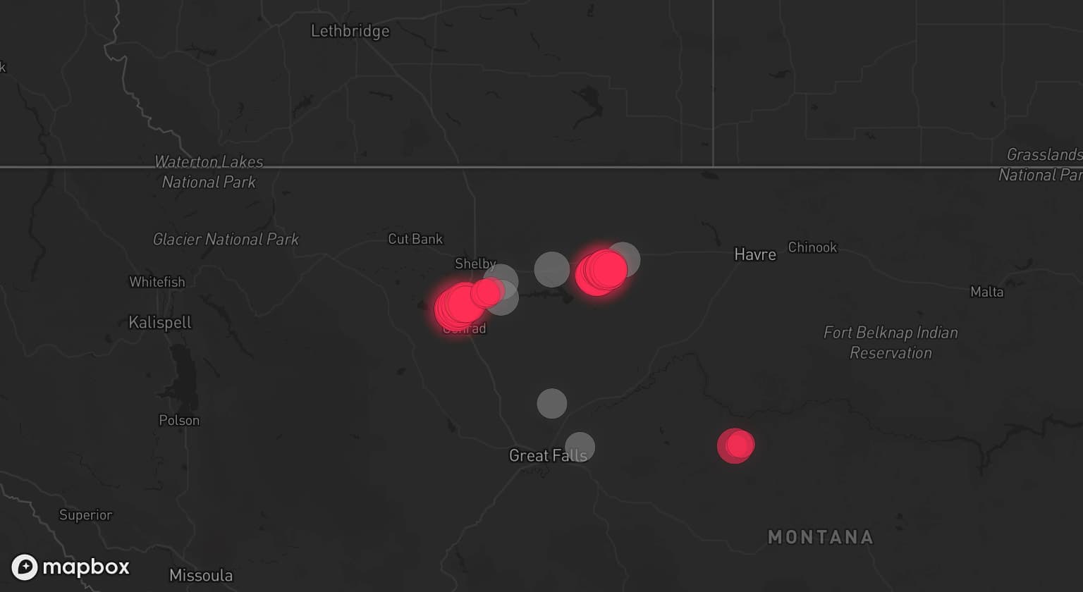 Storm map for 6 areas across Montana