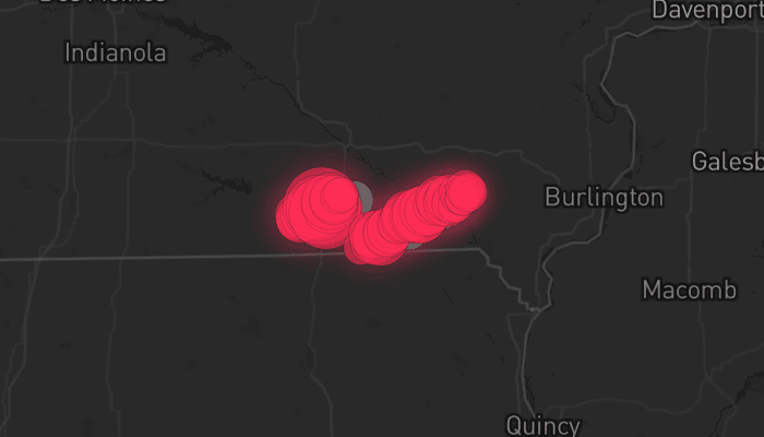 Storm map for 4 areas across Iowa
