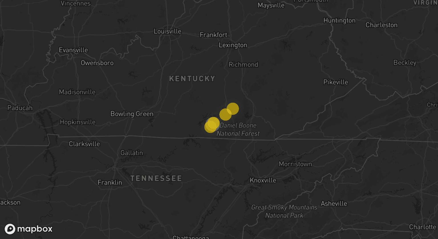 Storm map for the Wayne County, KY area