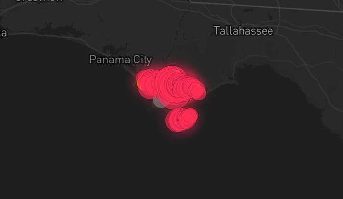 Storm map for the Gulf County, FL area