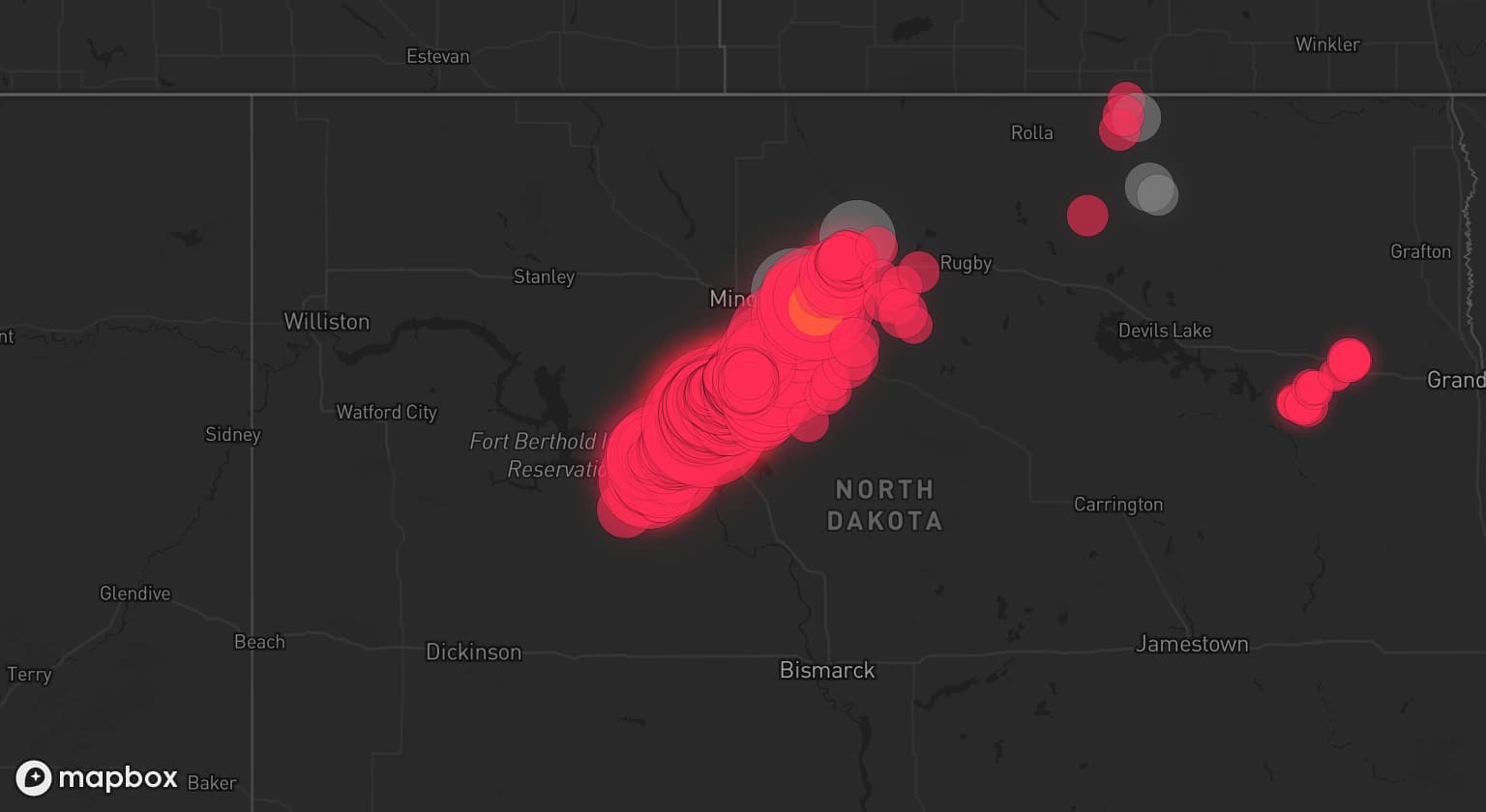 Storm map for 6 areas across North Dakota