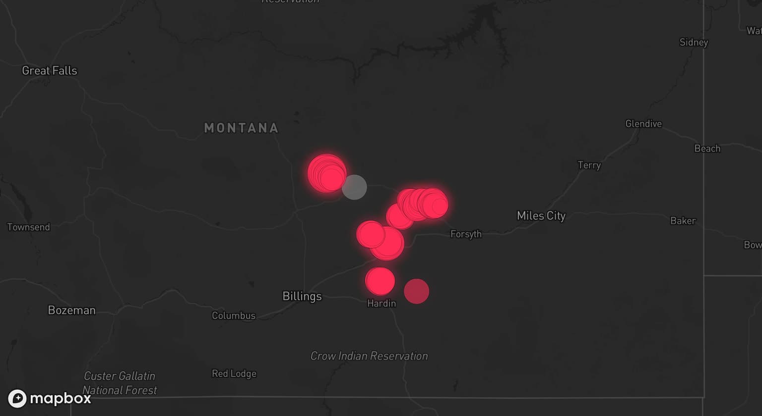 Storm map for the Musselshell County, MT area