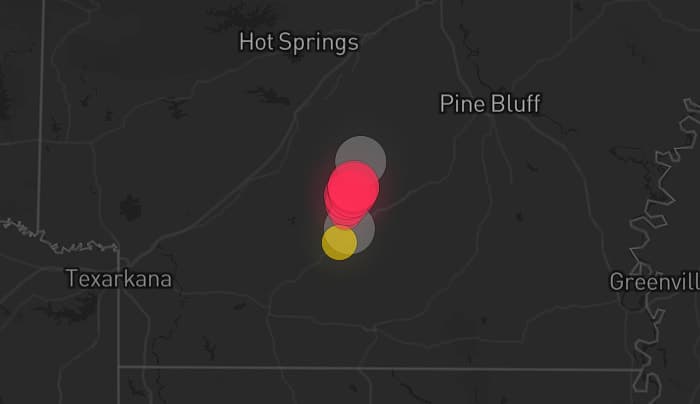 Storm map for 2 areas across Arkansas