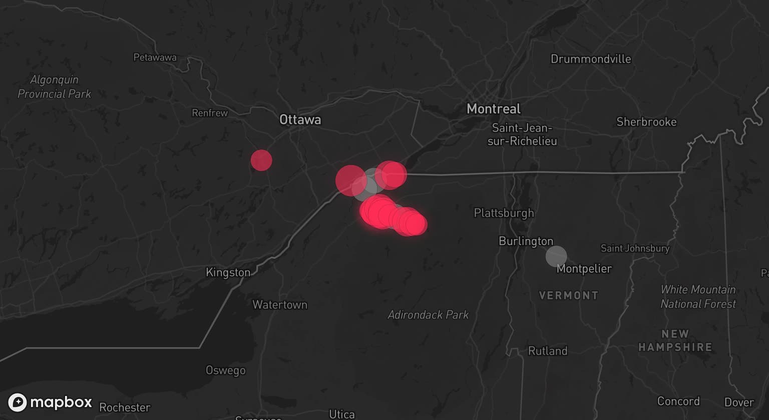 Storm map for 4 areas across New York and Vermont