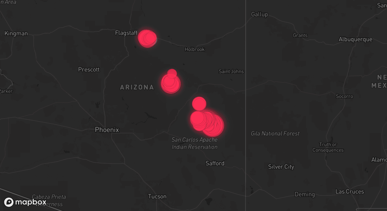 Storm map for 4 areas across Arizona