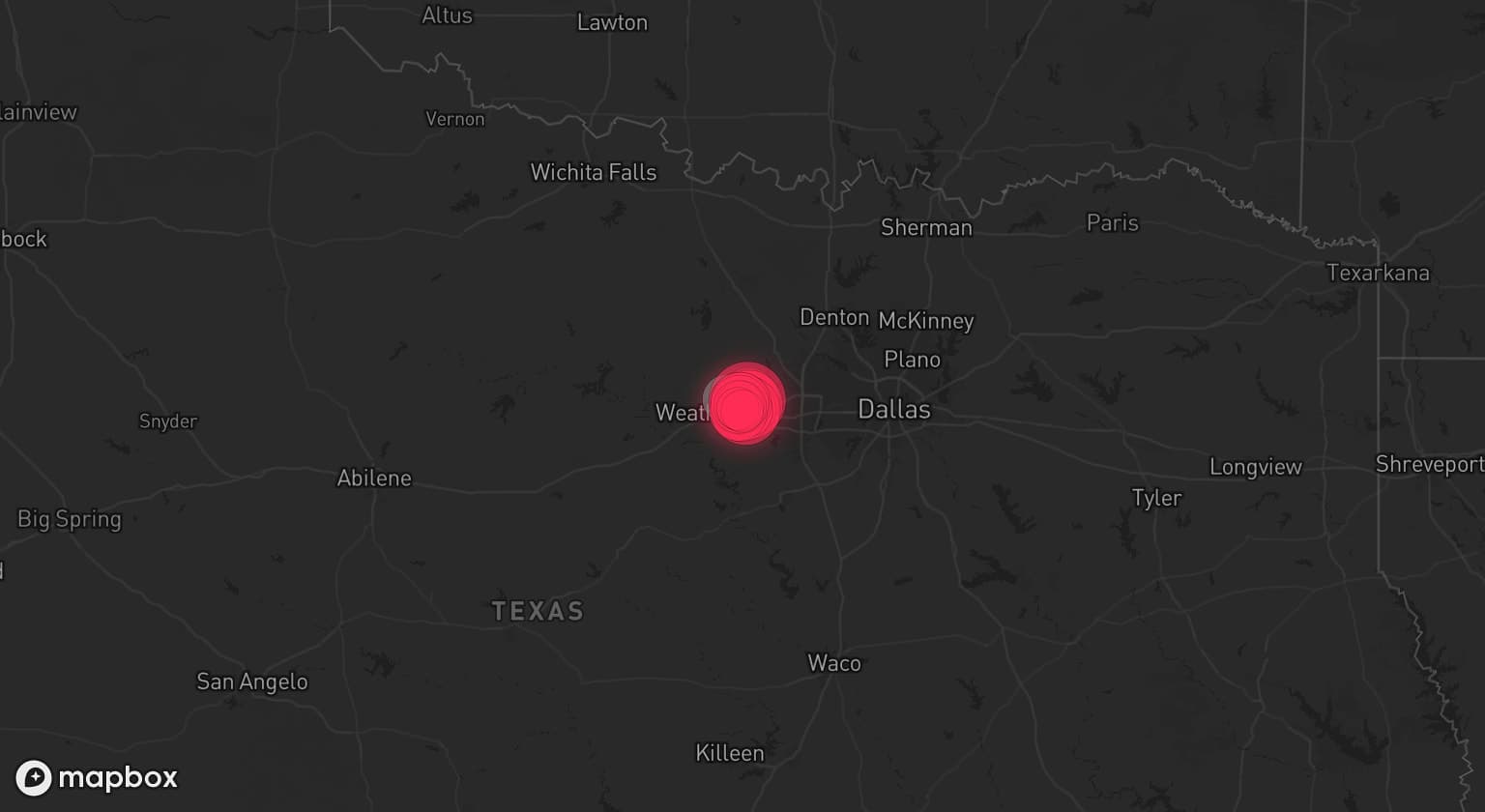 Storm map for the Fort Worth, TX area
