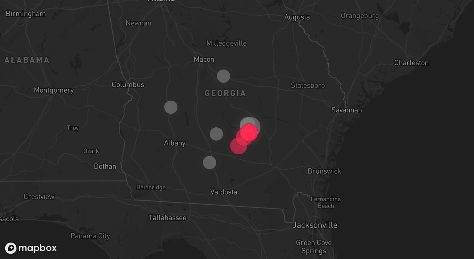 Storm map for 6 areas across Georgia