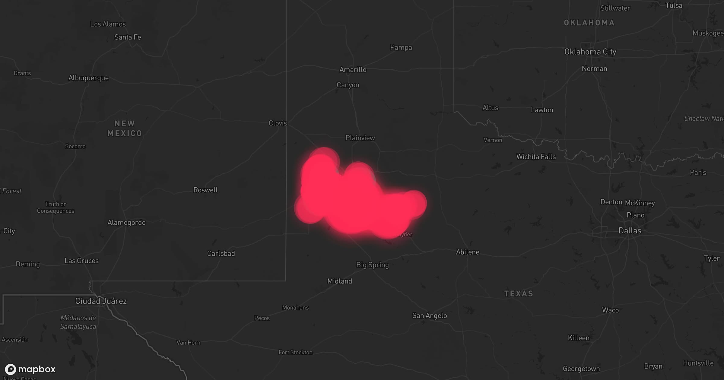 Storm map for 12 areas across Texas