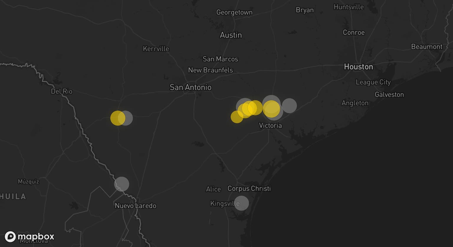 Storm map for 7 areas across Texas