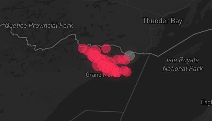 Storm map for the Cook County, MN area