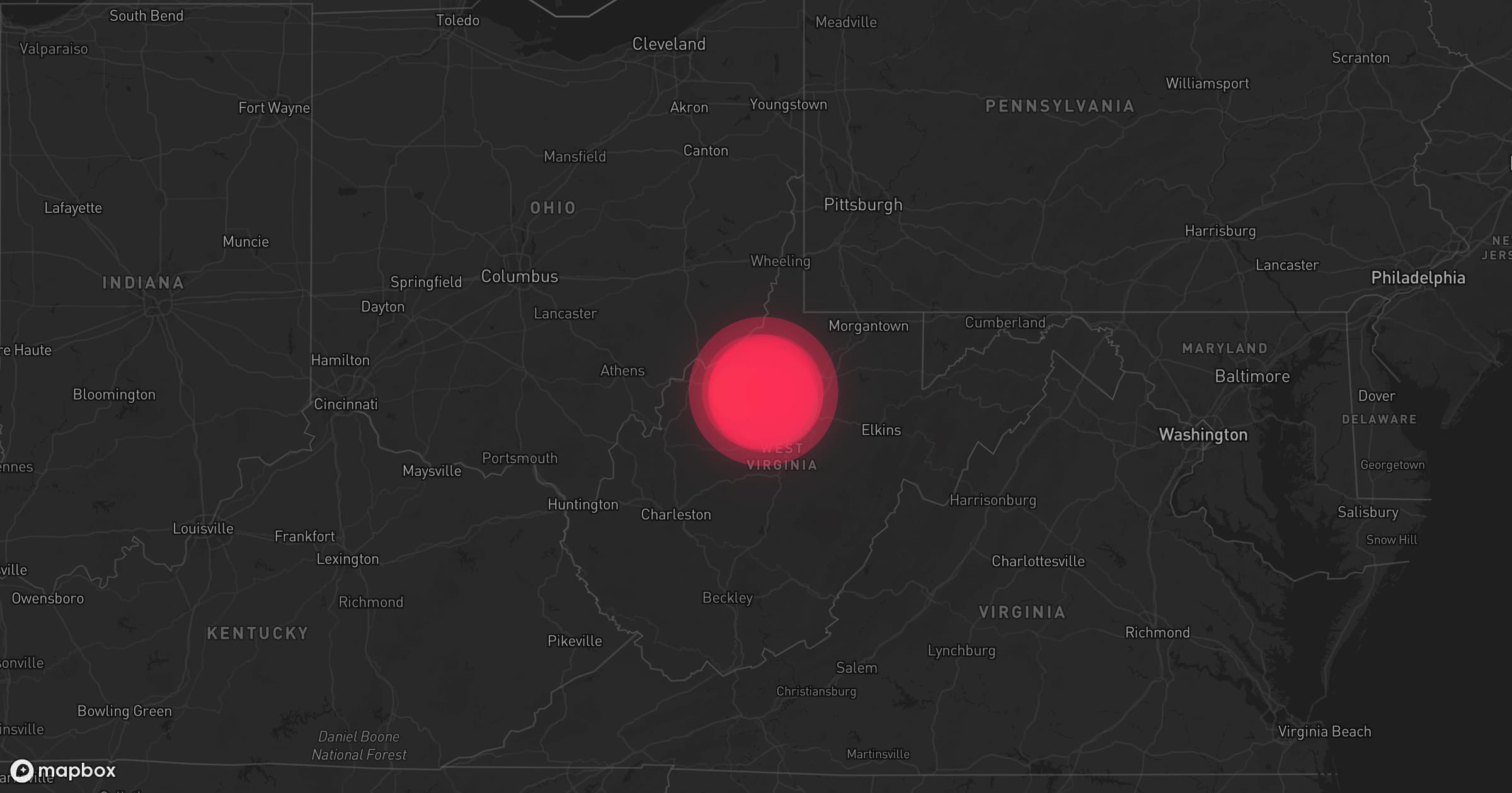 Storm map for 2 areas across West Virginia